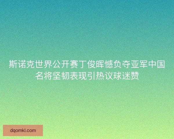 斯诺克世界公开赛丁俊晖憾负夺亚军中国名将坚韧表现引热议球迷赞
